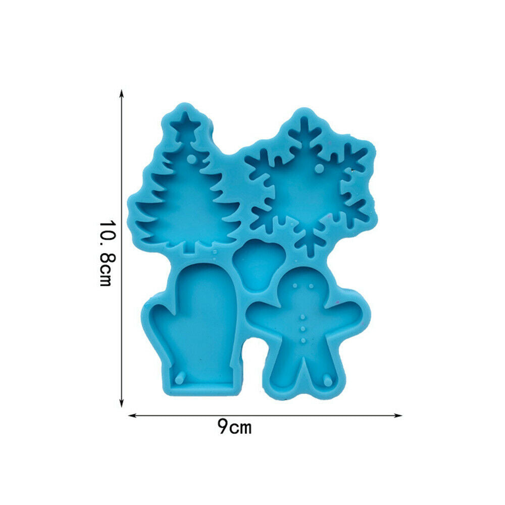 DIY Christmas Tree Snowflake Silicone Mold Epoxy Casting Earrings Keychain Craft