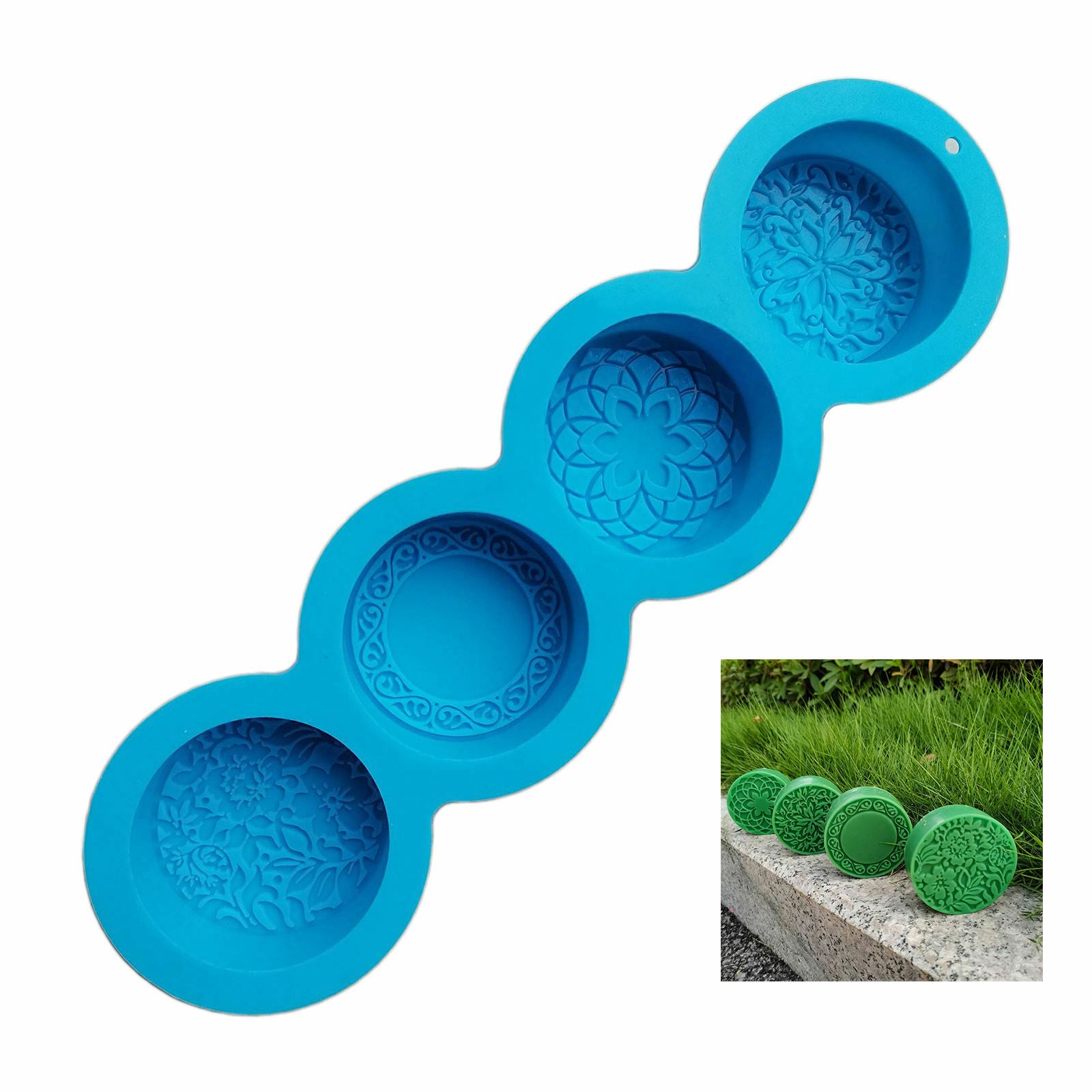 4 Cavity Silicone Soap Mold Round Handmade Soap Molds Nonstick Pudding Jelly