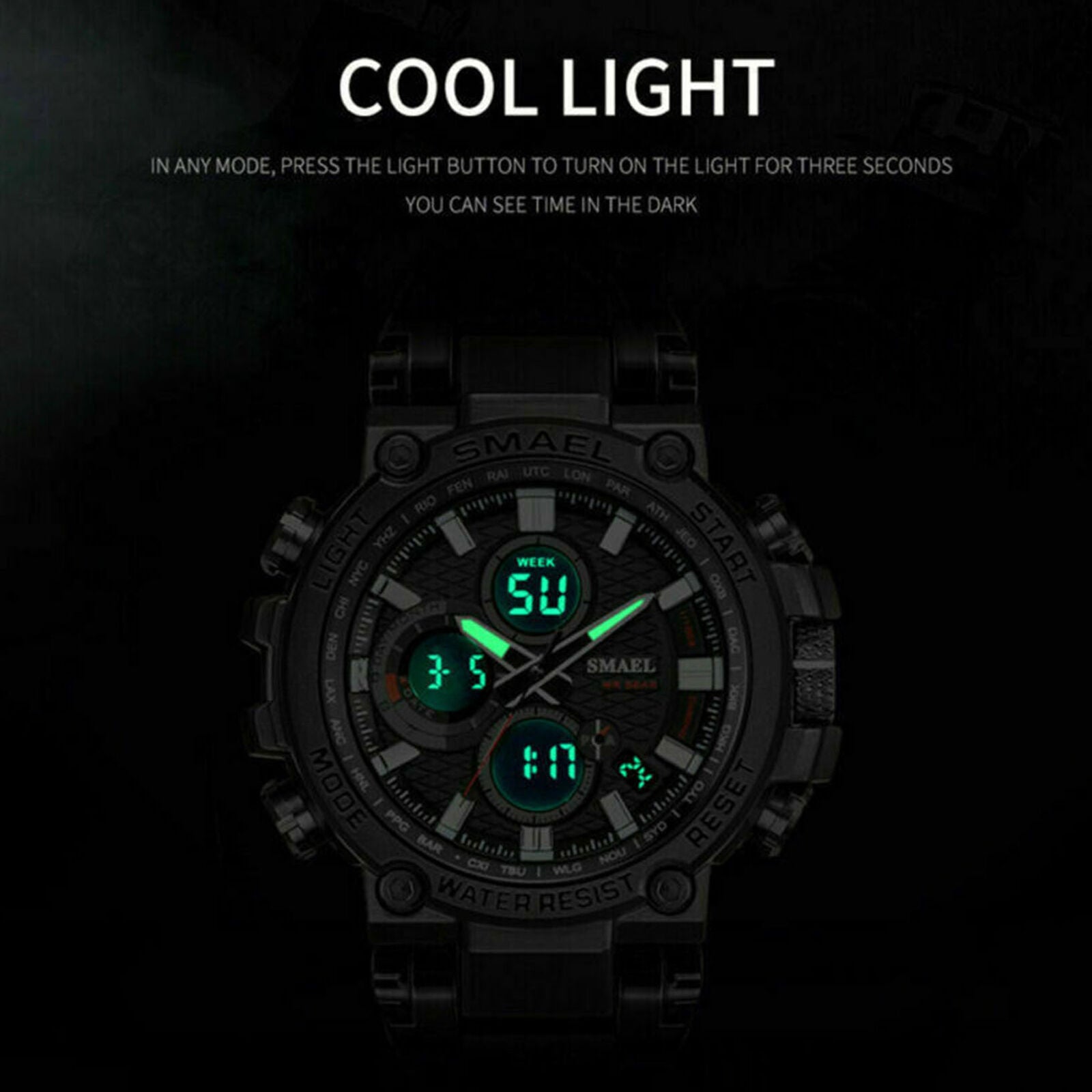 Men Sports Military Digital Calendar Analog Quartz StopWatch Shock Proof