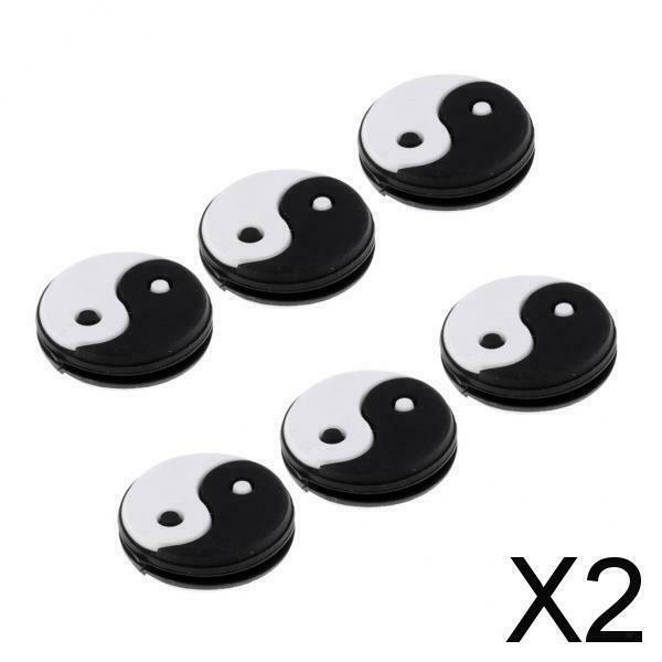 2X 6Pcs Yin Yang Tennis Racquet Vibration Dampener Shock Absorber Black White