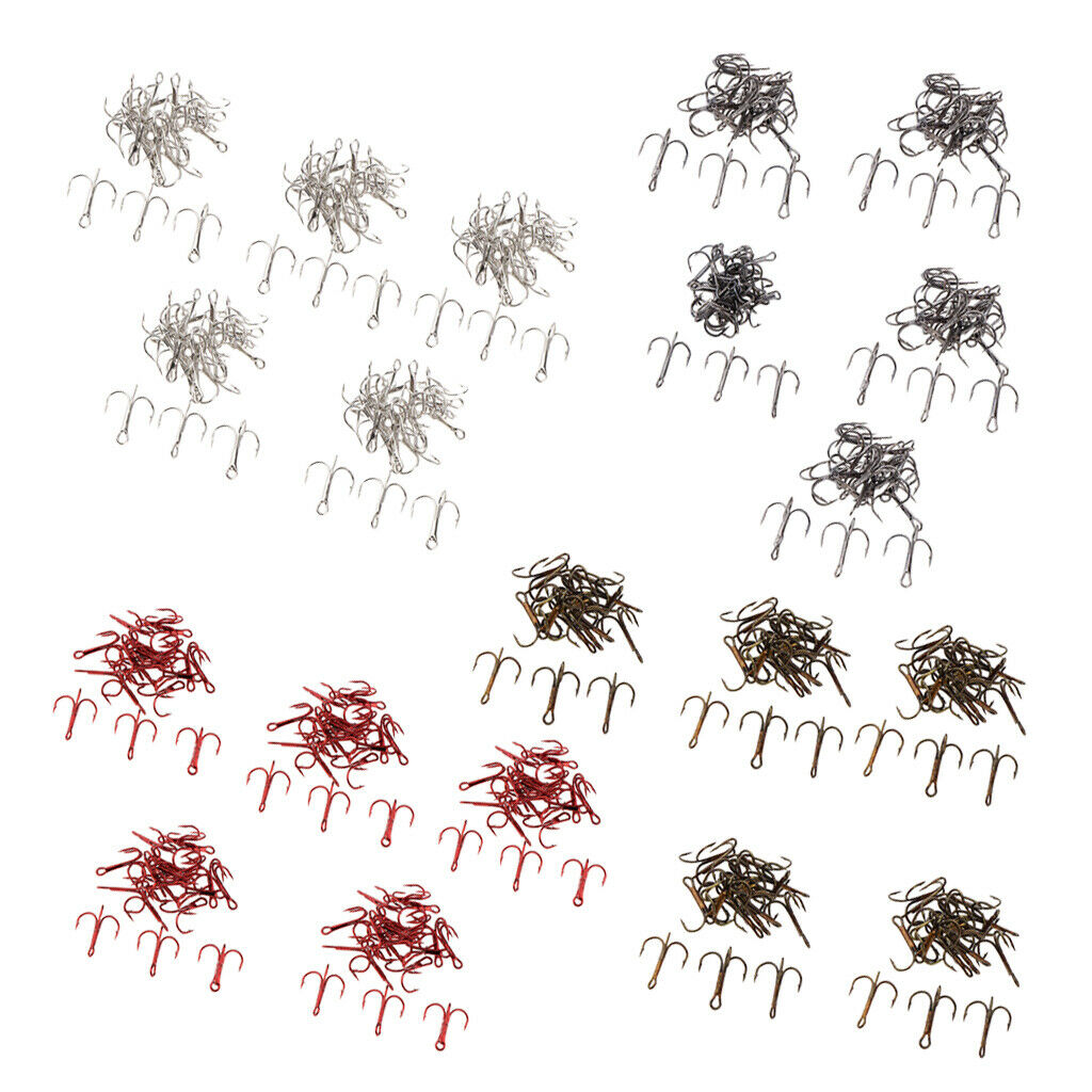 20 Pieces Barbed Fishing Hooks Treble Hook Fishhook Tackle with Box Type 1
