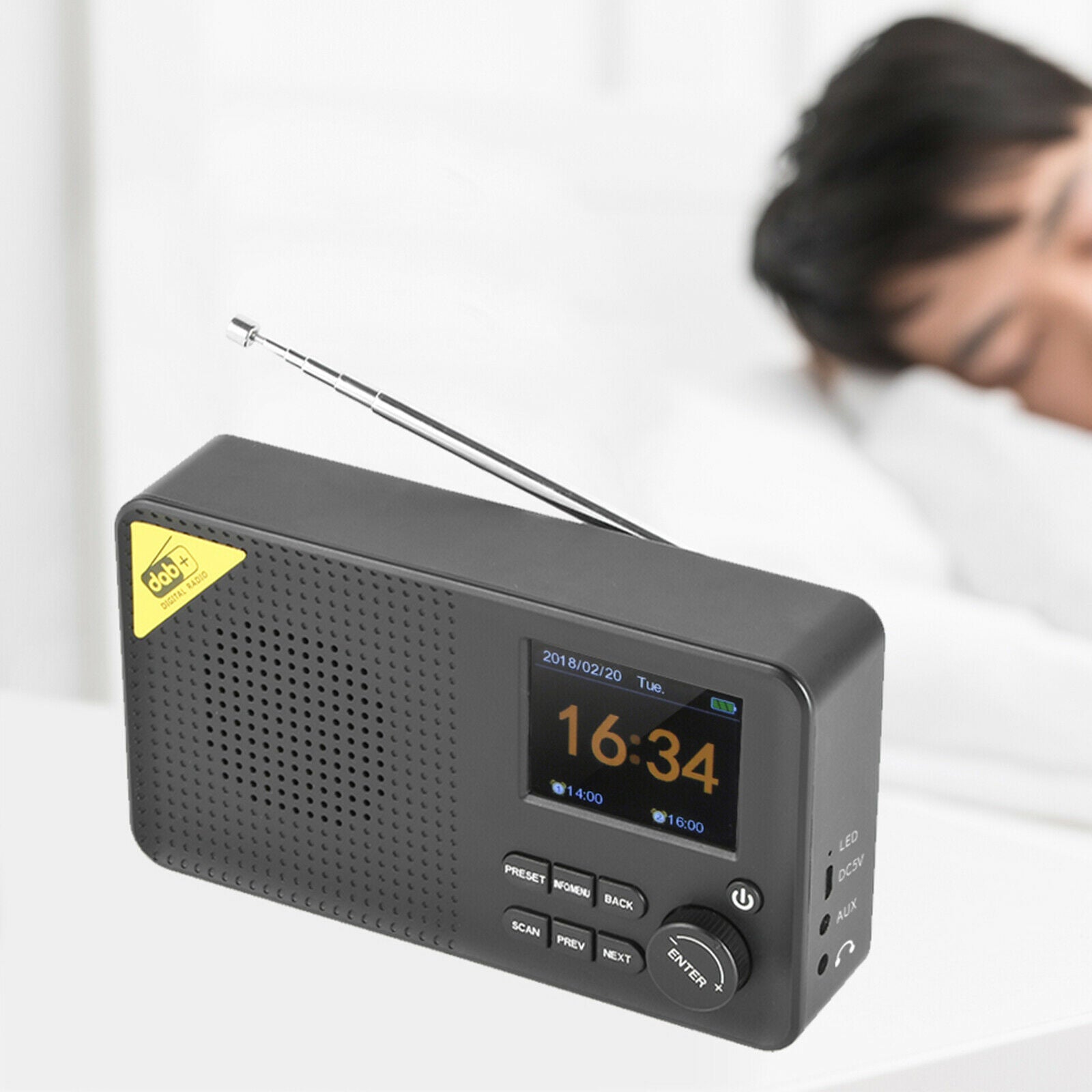 Digital Radio DAB/DAB+ FM Receiver Headphones Output Home Office Gift Elder