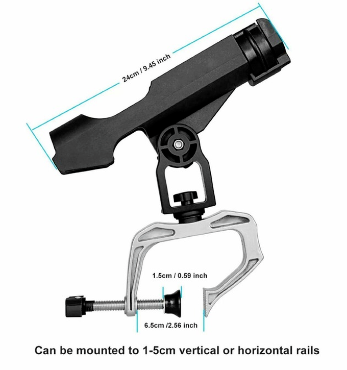 Black Adjustable Boat Fishing Rod Holder Pole Kit For Racks Folding Bracket 360°
