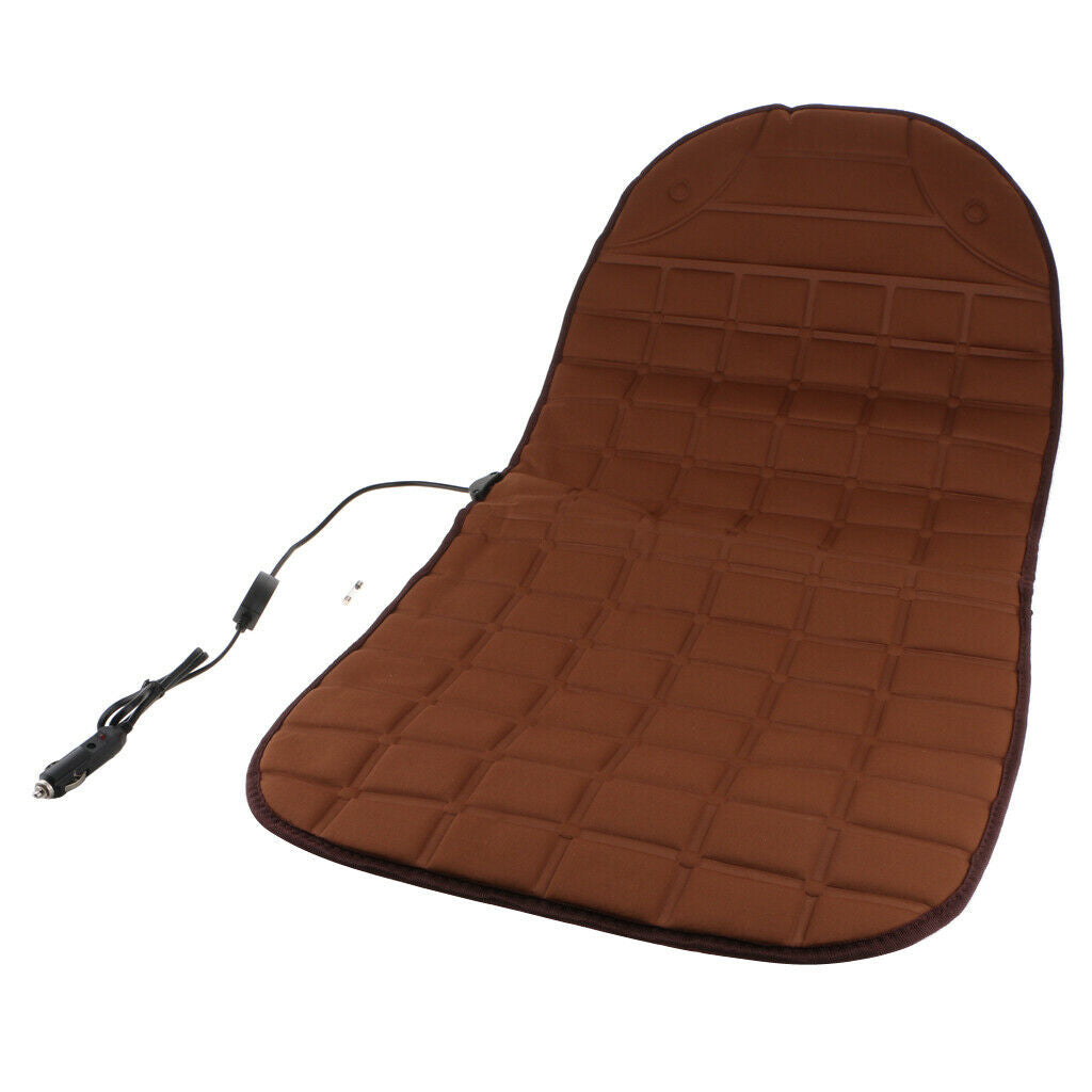 Heated Car Seat Chair Cushion, Electric Heating Warmer Pad Hot Cover Brown