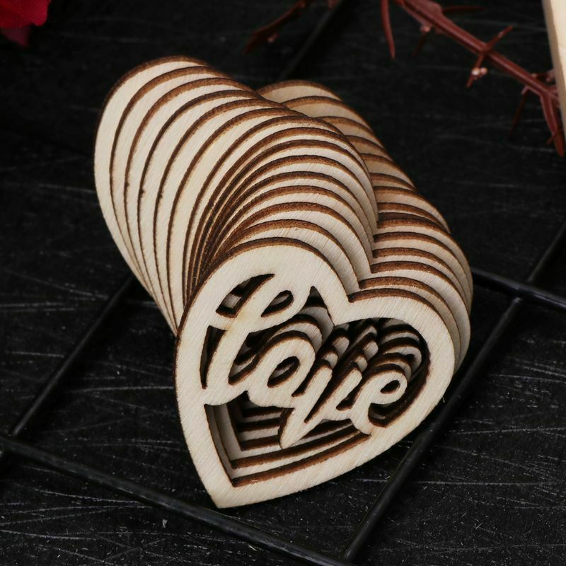 15Pcs Rustic Wooden Love Table Confetti Scatter Rustic Wedding Party Decor