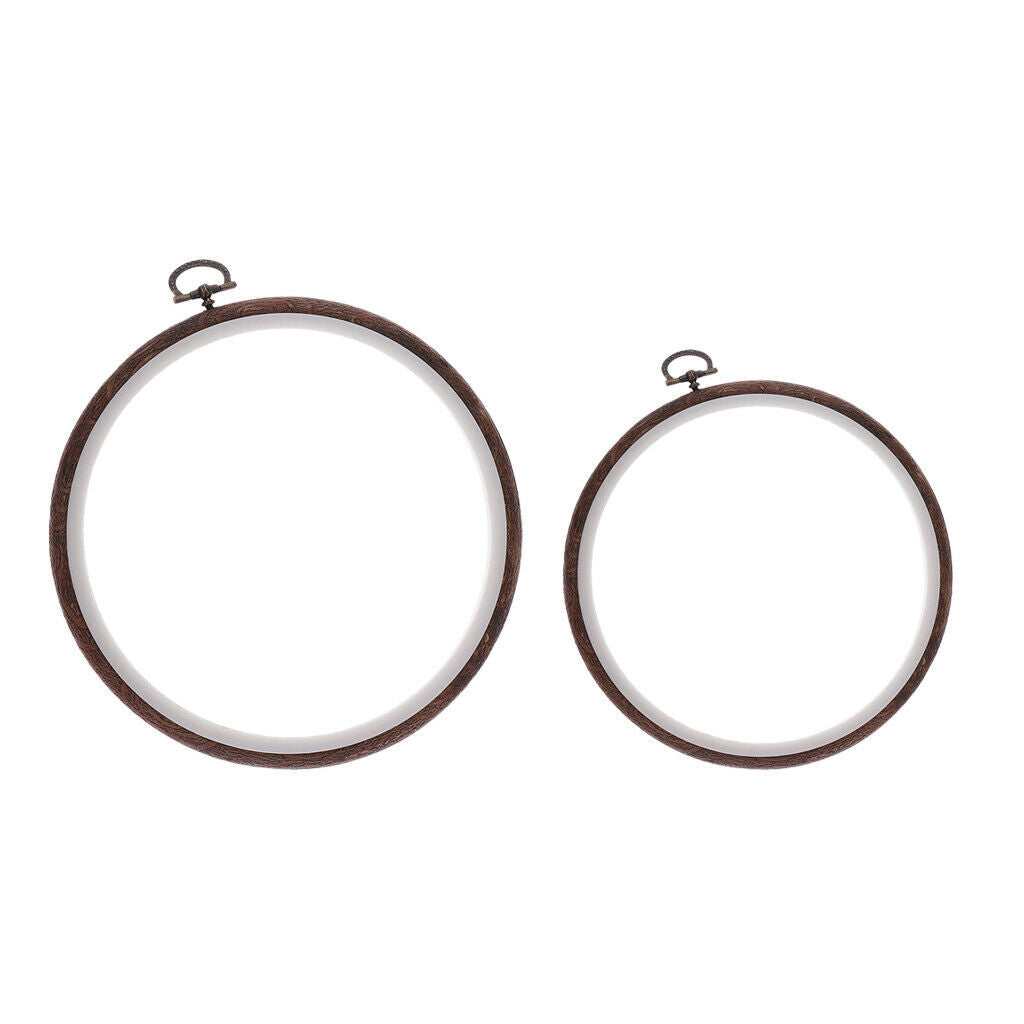 2Pcs Wood Cross Stitch Machine Embroidery Hoop Ring Sewing 11 15cm