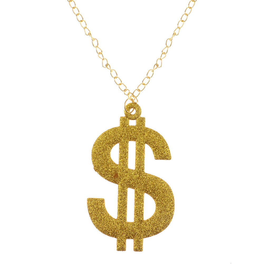 Pack of 2pcs Bling USD Dollar Signs Sunglasses Shades Money Pendant Necklace