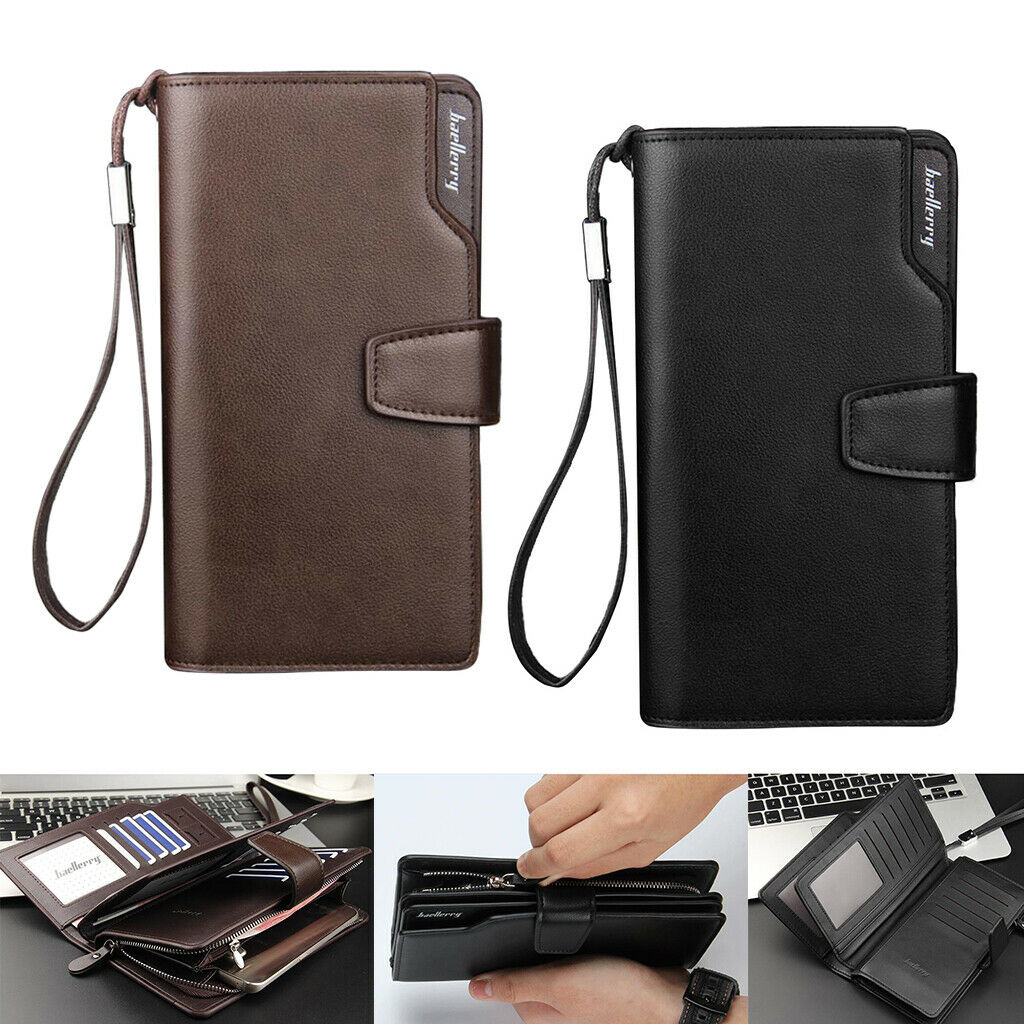 2Pcs Mens Luxury Wallet Fashion Zipper Purse Money Clip Phone Holder Case