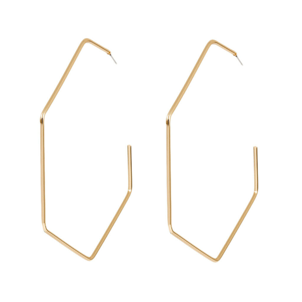1 Pair Simple Hexagonal Ear Studs Large Hoop Earrings for Women Lady Fashion