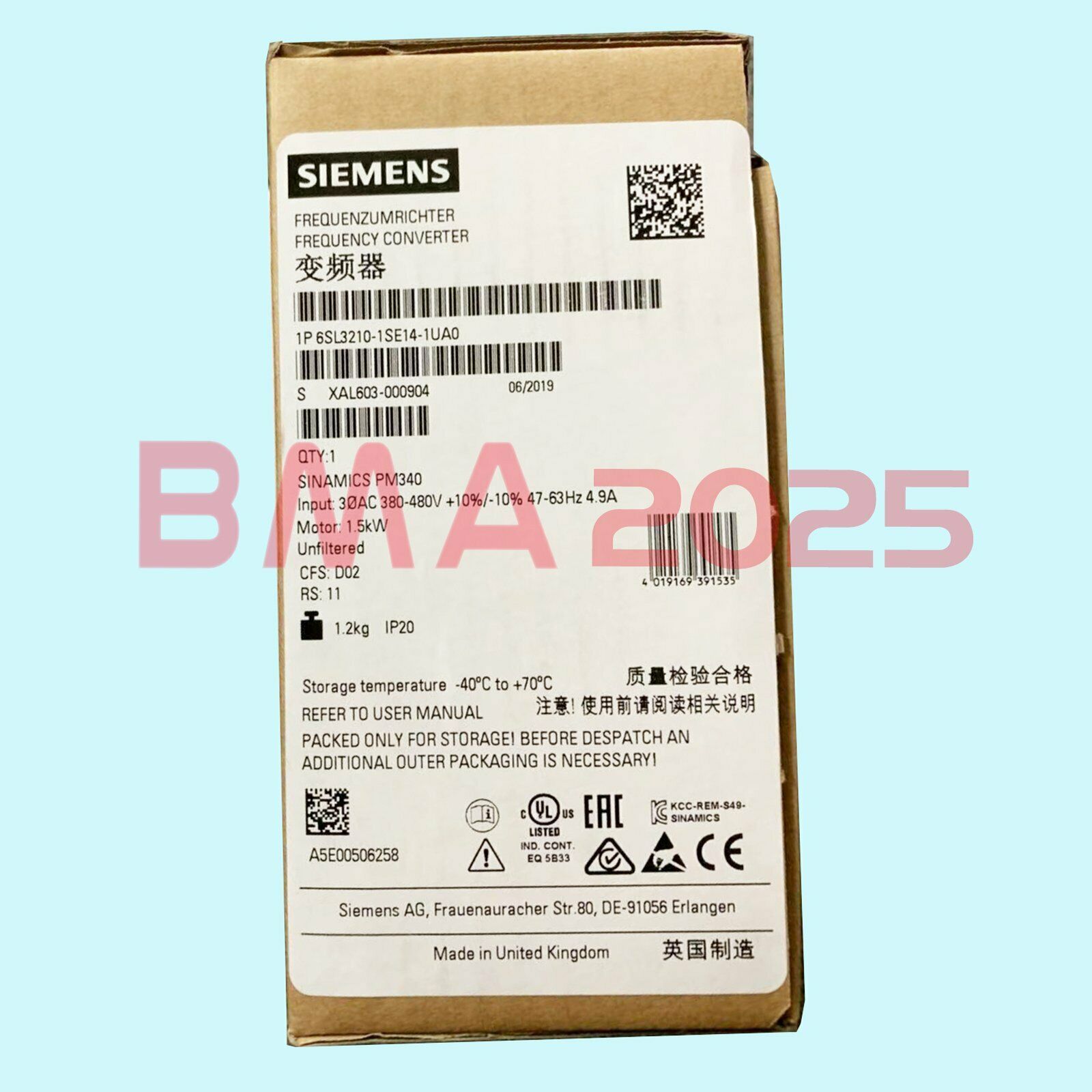1PC New 6SL3210-1SE14-1UA0 Inverter 1year warranty DHL free Ship SM9T
