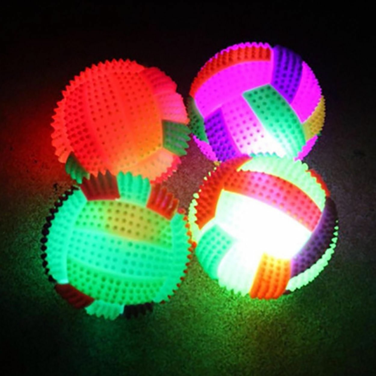 4X LED Volleyball Flashing Light Up - Color Changing Bouncing Hedgehog Ball Kids