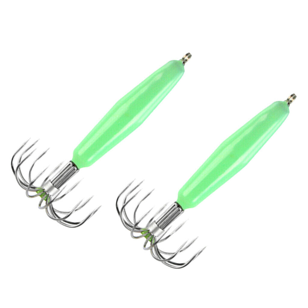 Pack Of 2pcs Sea Fishing Squid Jig Hook Saltwater Fishing Lures Hard Baits -