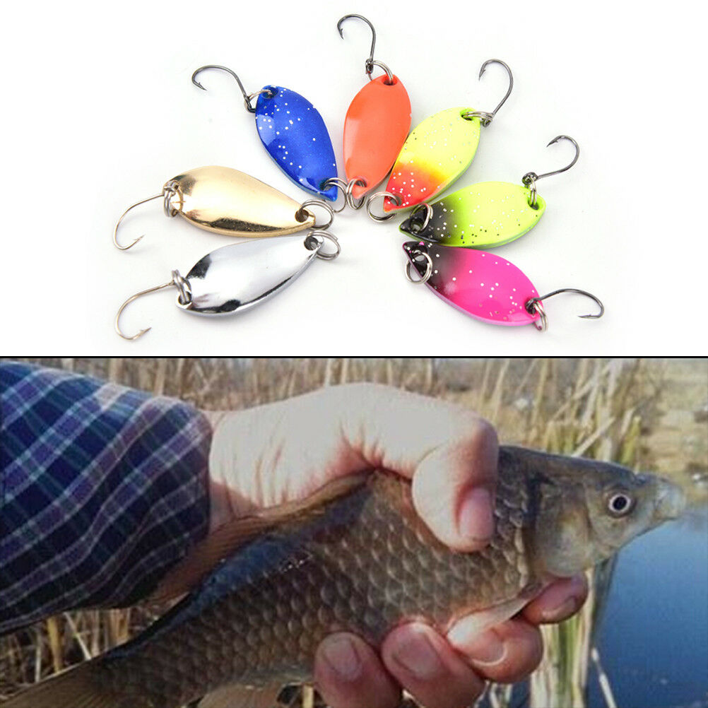 7pcs 3cm 5g colorful trout lure fishing spoon bait single hook*metal fishi.l8