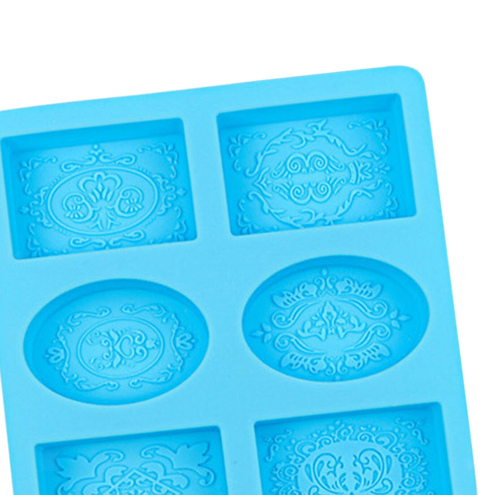 6 Cavity Oval Square Silicone Soap Bar Mould Muffin Cups Cake Baking Mold