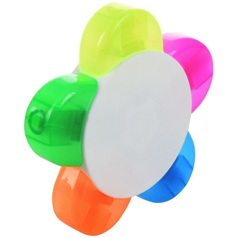 5 color highlighter pen marker pen stationery flower shape (pink, yellow, blueL3