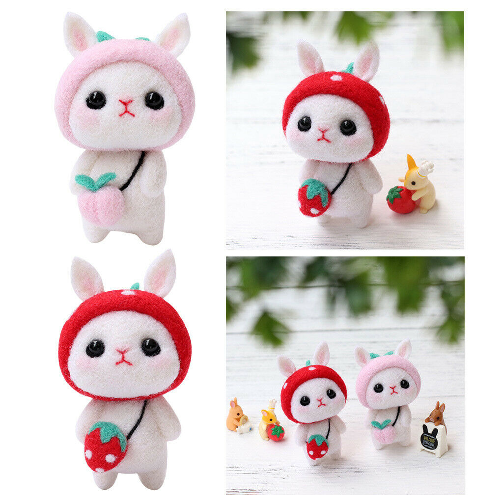 2 Set Cute Rabbit Needle Felting Kits Felting Needle Wool Yarn Hand Craft