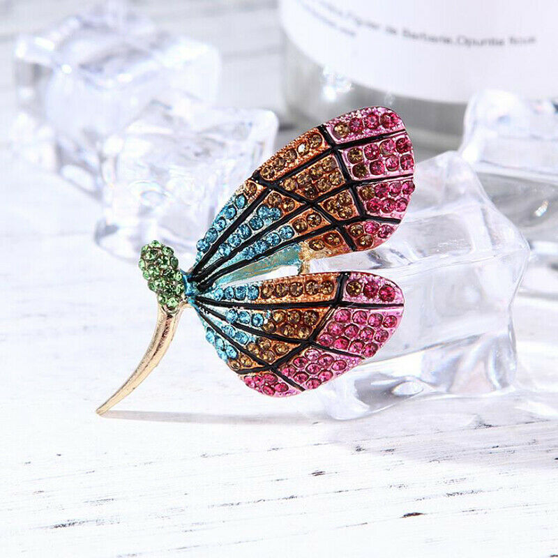Retro Rhinestone Butterfly Insect Brooch Lapel Scarf Pin Women Luxury Jew.l8