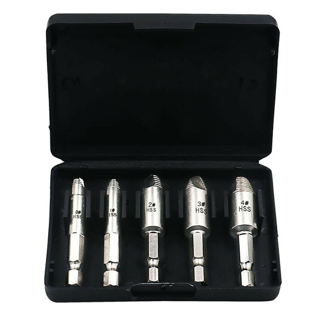 5pcs Screw Extractor Drill Bits Guide Broken Damaged Bolt  Remover