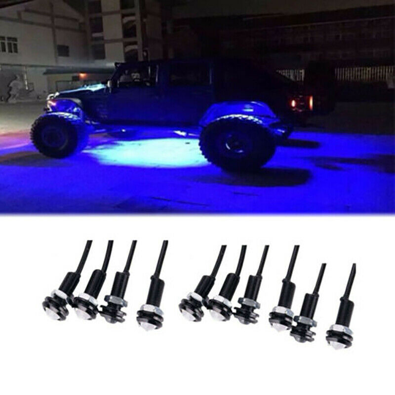 10x Blue LED Rock Lights Under Carriage Sand Rail Truck Trail Rig Lights