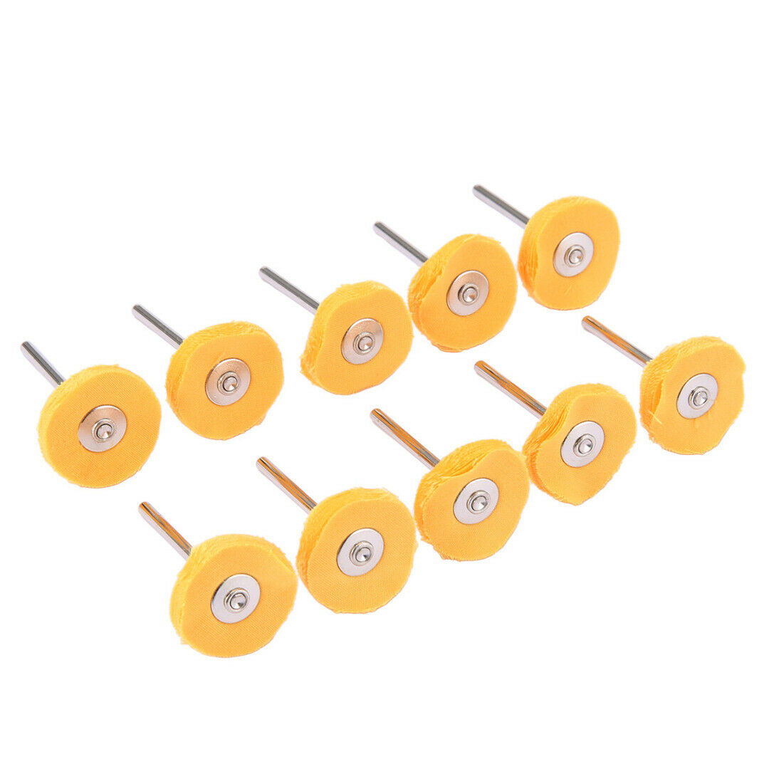 10 x 25mm Round Polishing Buffing Cloth Wheel Brush Rotary Pad Tool 3mm Shank