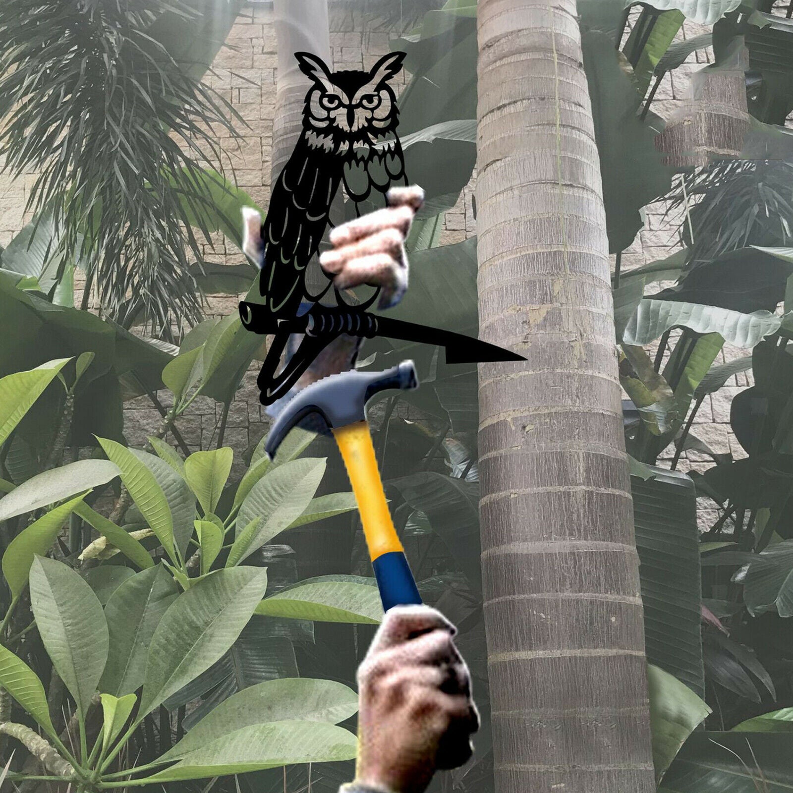 Owl Bird Decor Silhouette Metal Art for Garden Tree Yard Outdoor Ornaments
