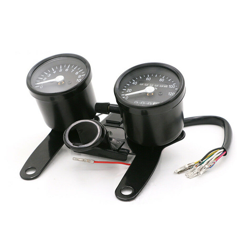 2in1 Motorcycle Black LED Tachometer Km/h Speedometer Odometer Gauge W/Bracket