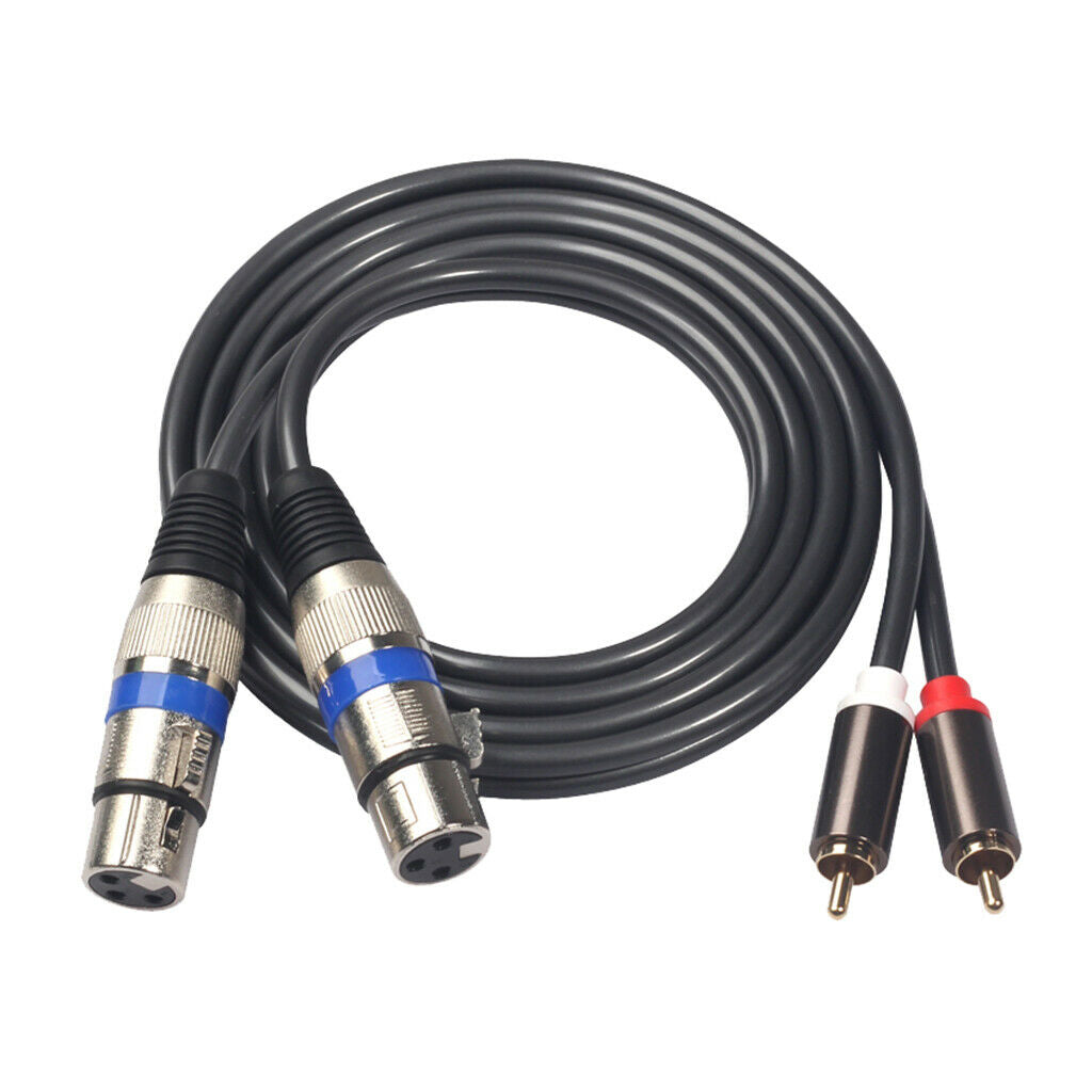 Pack of 2 Pro Black Mic RCA Plug to XLR   Audio Extention Cable 1.5m
