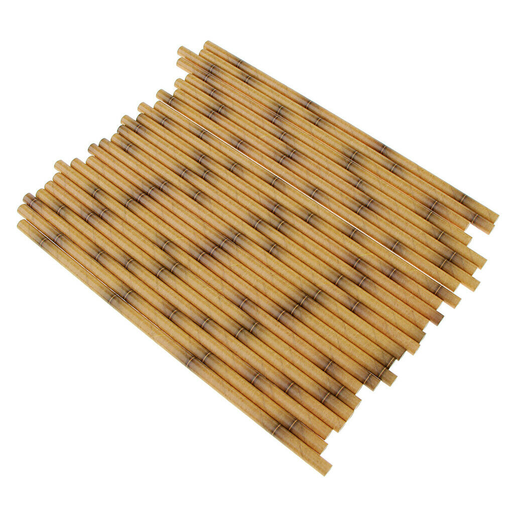 25pcs Bamboo Print Paper Disposable Drinking Straw Party Tableware Claybank