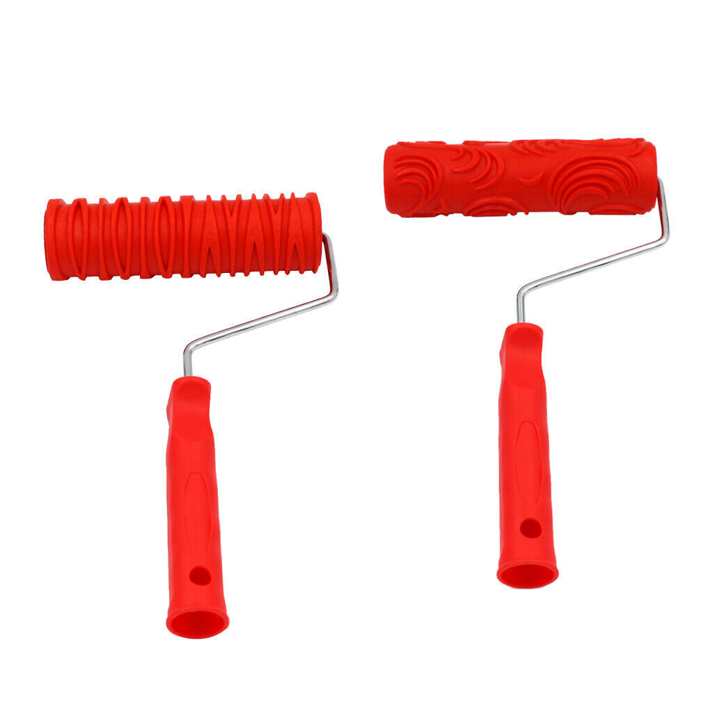 2pcs 7inch Patterned Paint Roller Embossing Decorative Roller for Room Cafe