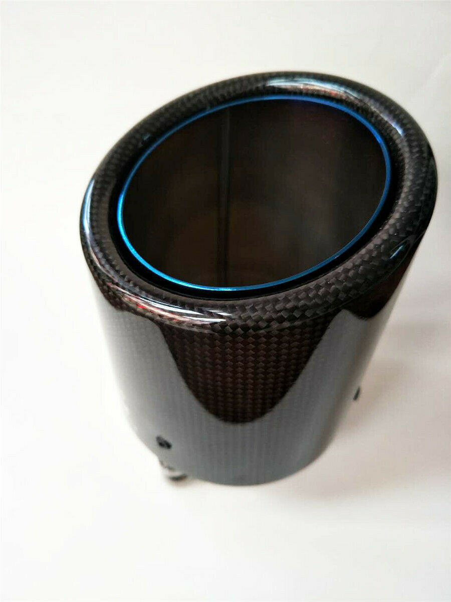 Glossy Burnt Steel End Carbon Fiber Pipe Car Exhaust Muffler Tip Pipe 63mm-89mm