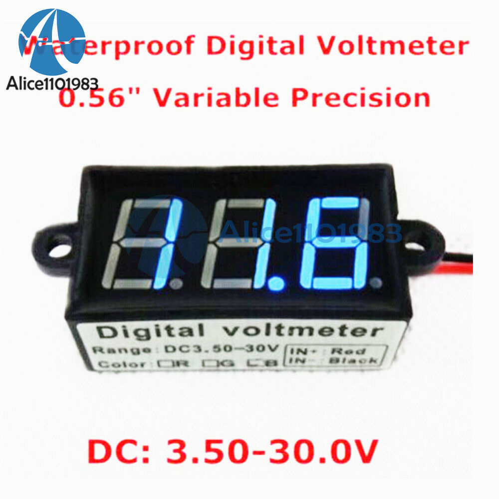 0.56''inch Blue 3Bit Waterproof Digital Voltmeter Voltage Test Module DC3.5-30V