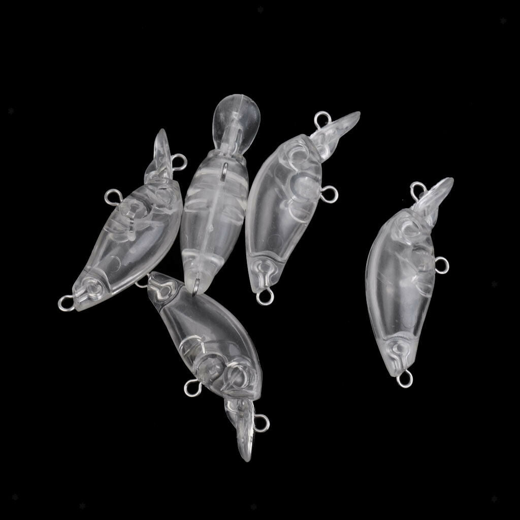 2X 5pcs Unpainted Hard Fishing Lures Blank Crankbaits DIY Fishing Body 4.7cm