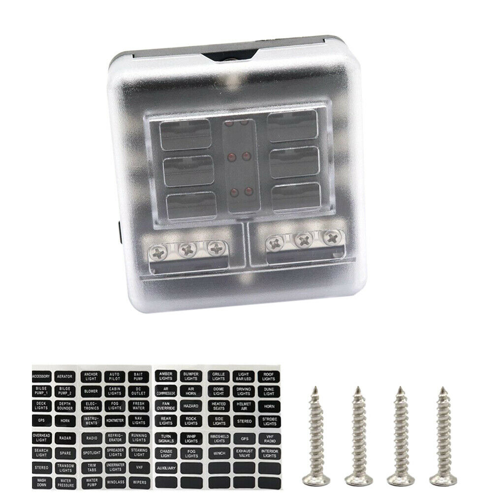 6-Way Fuse Block Box Holder with LED Lights 32V Circuit Car Boat Yacht