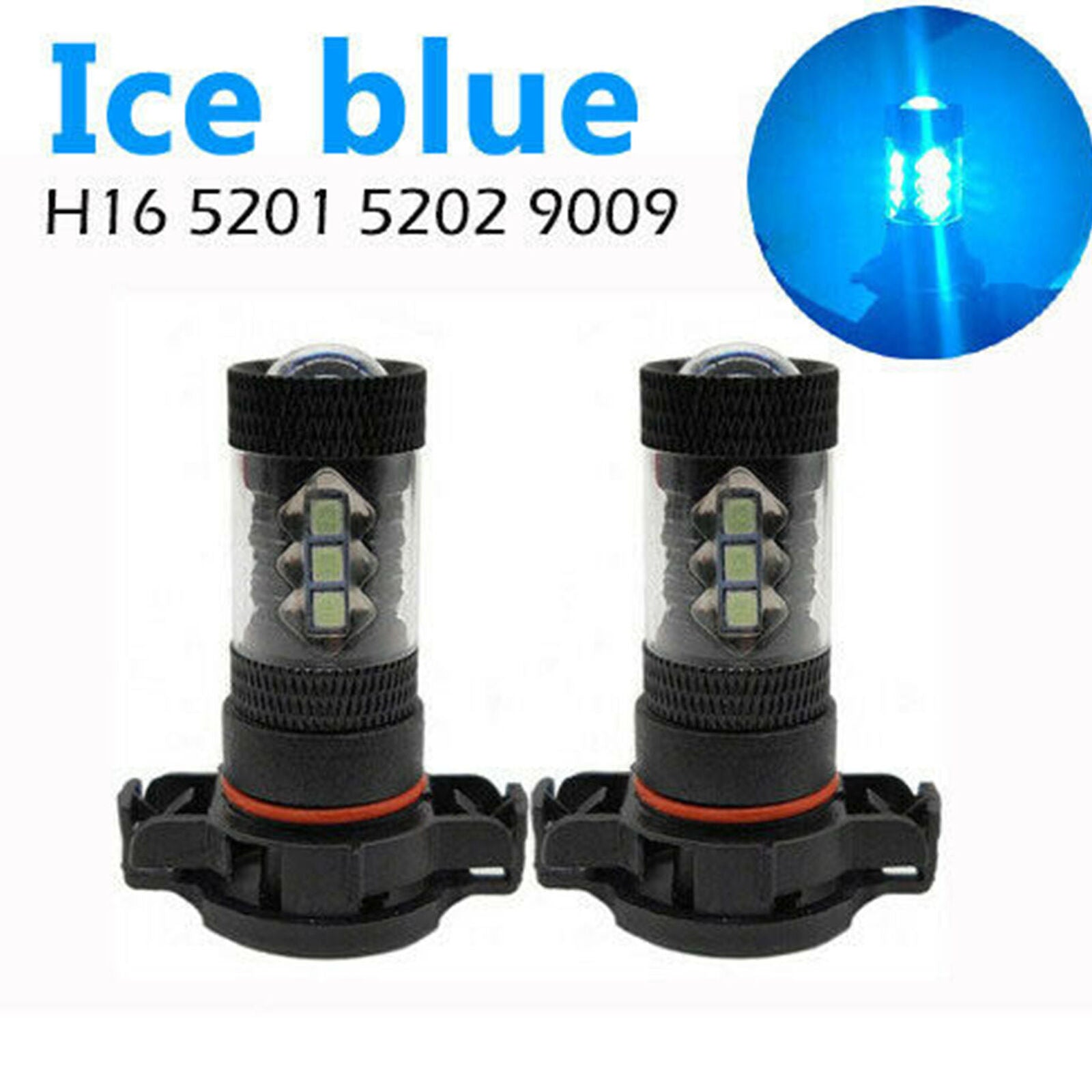 H16 5202 LED Fog Light Lamp Bulbs for GMC Sierra 1500 2008-2015 8000K Ice Blue