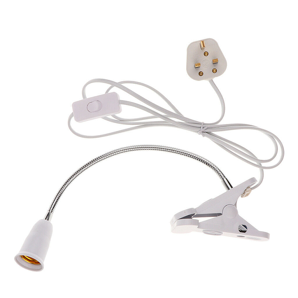 E27 Flexible Clip on Switch LED Light Lamp Bulb Holder Socket Converter UK