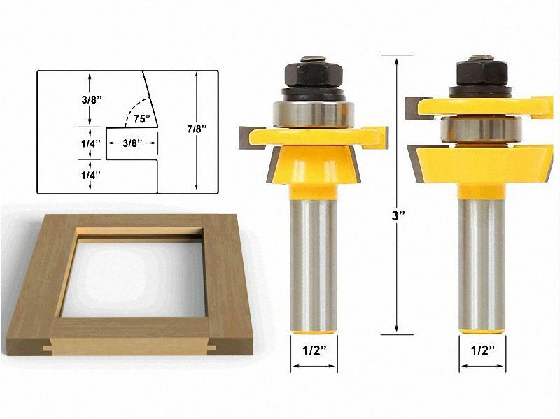 5 Pcs Tongue & Groove Mortising Router Bit Set - 1/2" Shank [M1]