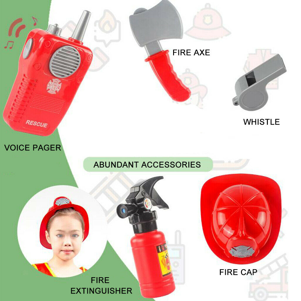 Kids Fireman Costume Set Kids Fire Suits Role Play Firefighter Dress Suits