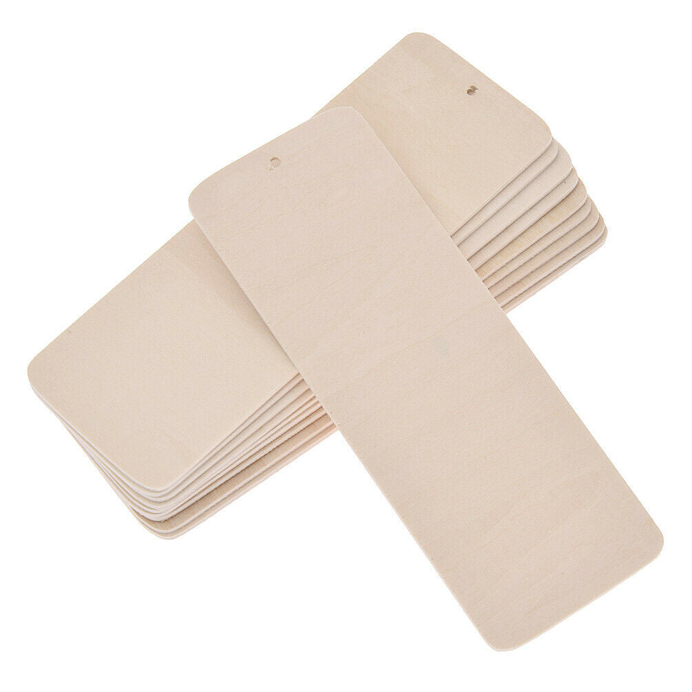 10Pcs Blank Wooden Bookmarks Hanging Tag Label Book Marker Readers Craft Acc DIY
