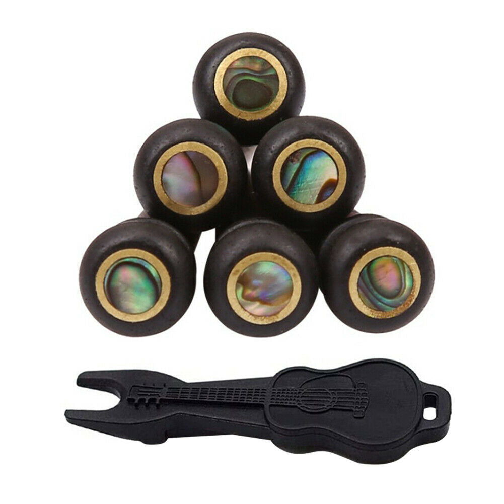 6x Ebony Acoustic Guitar Bridge Pins String Nail with Endpin Puller Remover @
