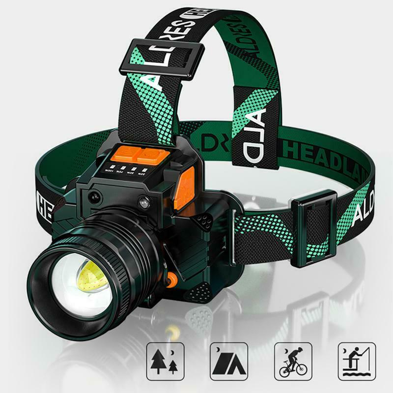 LED Head Torch Headlight Sensor Headlamp USB Rechargeable Outdoor Night Fishing