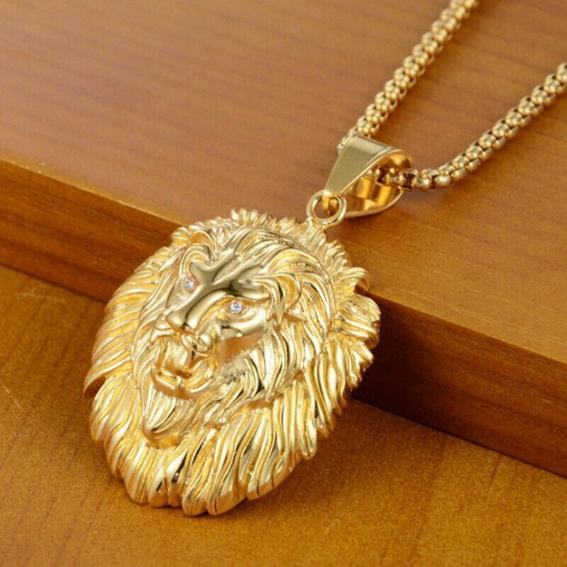 Hair Lion Head Pendant Necklace for Men Fashion Sliding Animal Hanging Neckl Lt