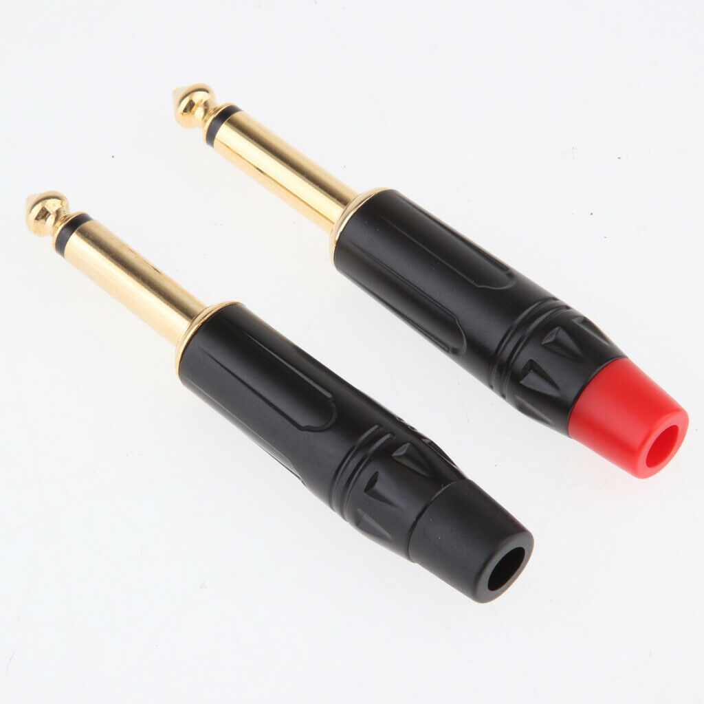 2x 6.5mm 1/4" Mono Audio Male Solder Plug   Rapair Connector Adapter