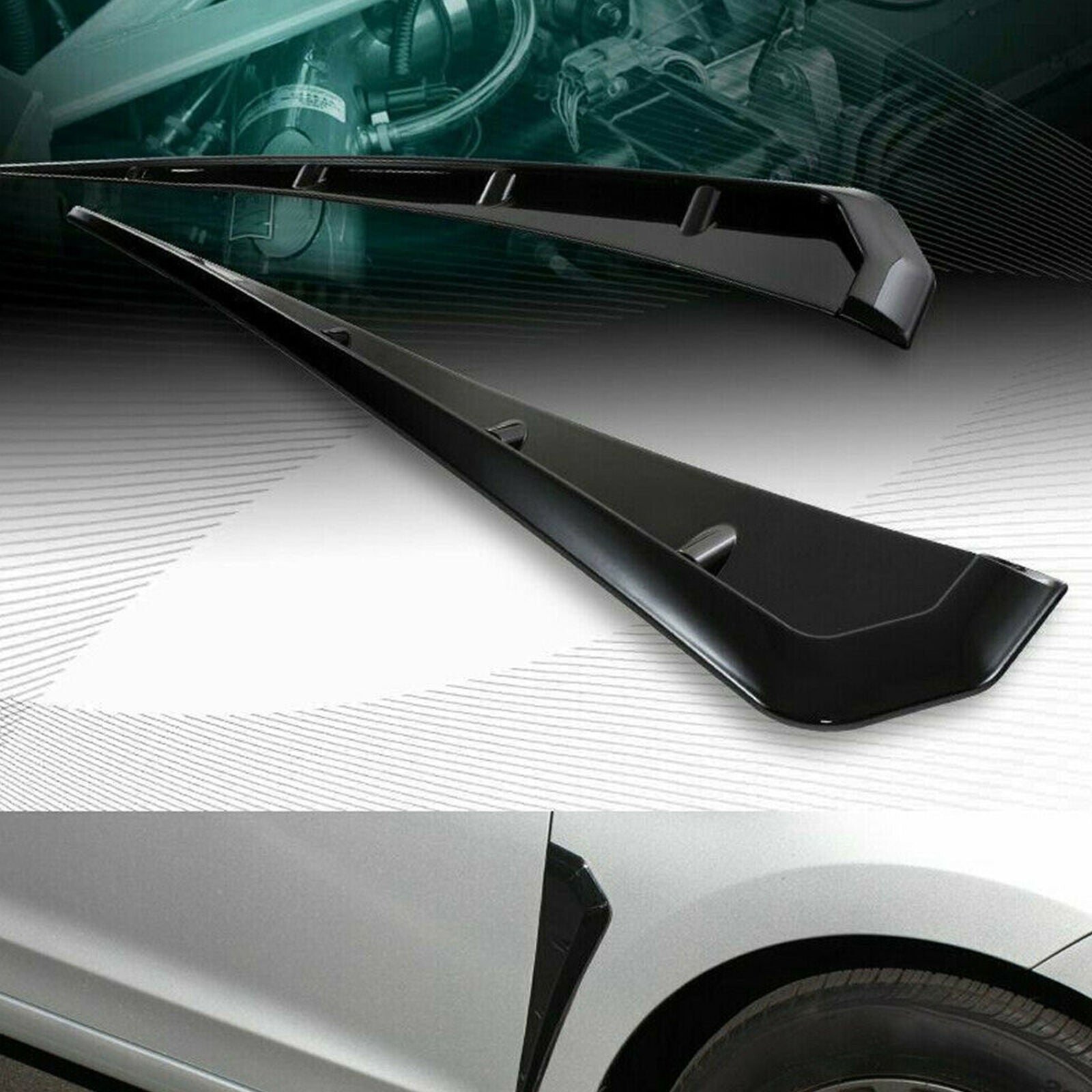 2x Universal Glossy Black Car Side Fender Vent Air Wing Cover Trim Decoration