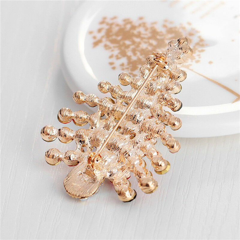 1X New Unisex Crystal Rhinestone Brooch Christmas Tree Brooch Pin Xmas Gift Qx