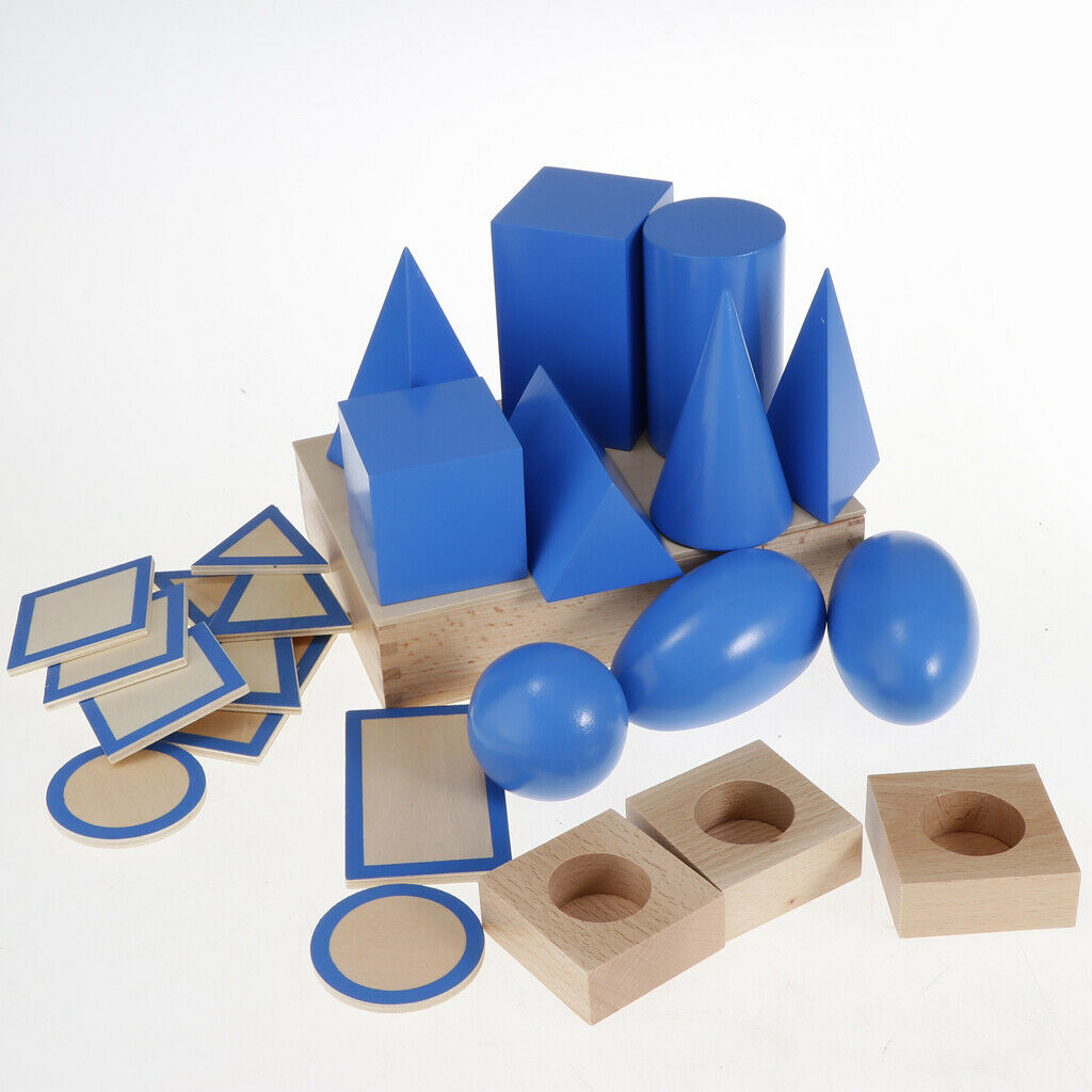 Geometric Shapes Solids Montessori Toys, Kids Toddlers Sensorial Materials,