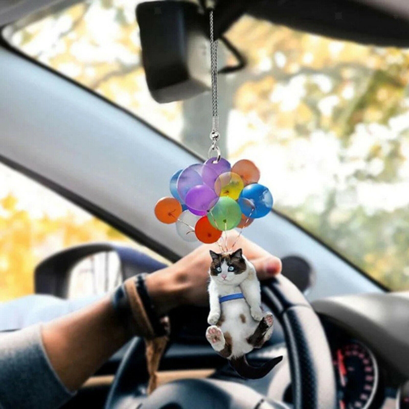 2pcs Creative Cute Car Charm Hanging Ornament Pendants with Colorful Balloons