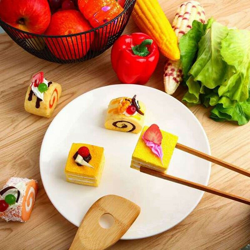 Bamboo Kitchen Utensils, Wooden Cooking Utensils with Holder, Wooden SpatulaL8W3