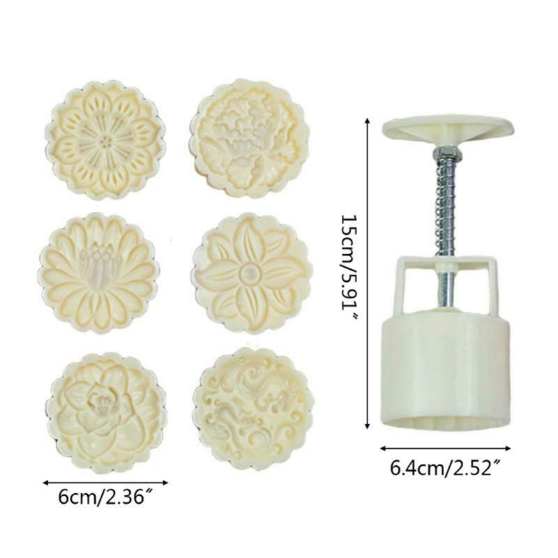 Round Flower Shape Moon Cake Mould Hand Pressure Cookies Cutter Smooth Enjoy Fun