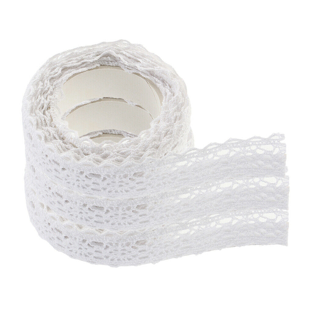 3pcs White 2m Lace Decorative Tape Self Adhesive Sticky Ribbon Embellishment