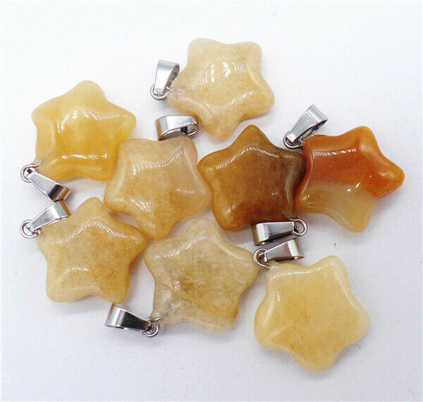 100Pcs 20x7mm Natural Yellow Aventurine Pentagram Star Pendant Bead HH8253